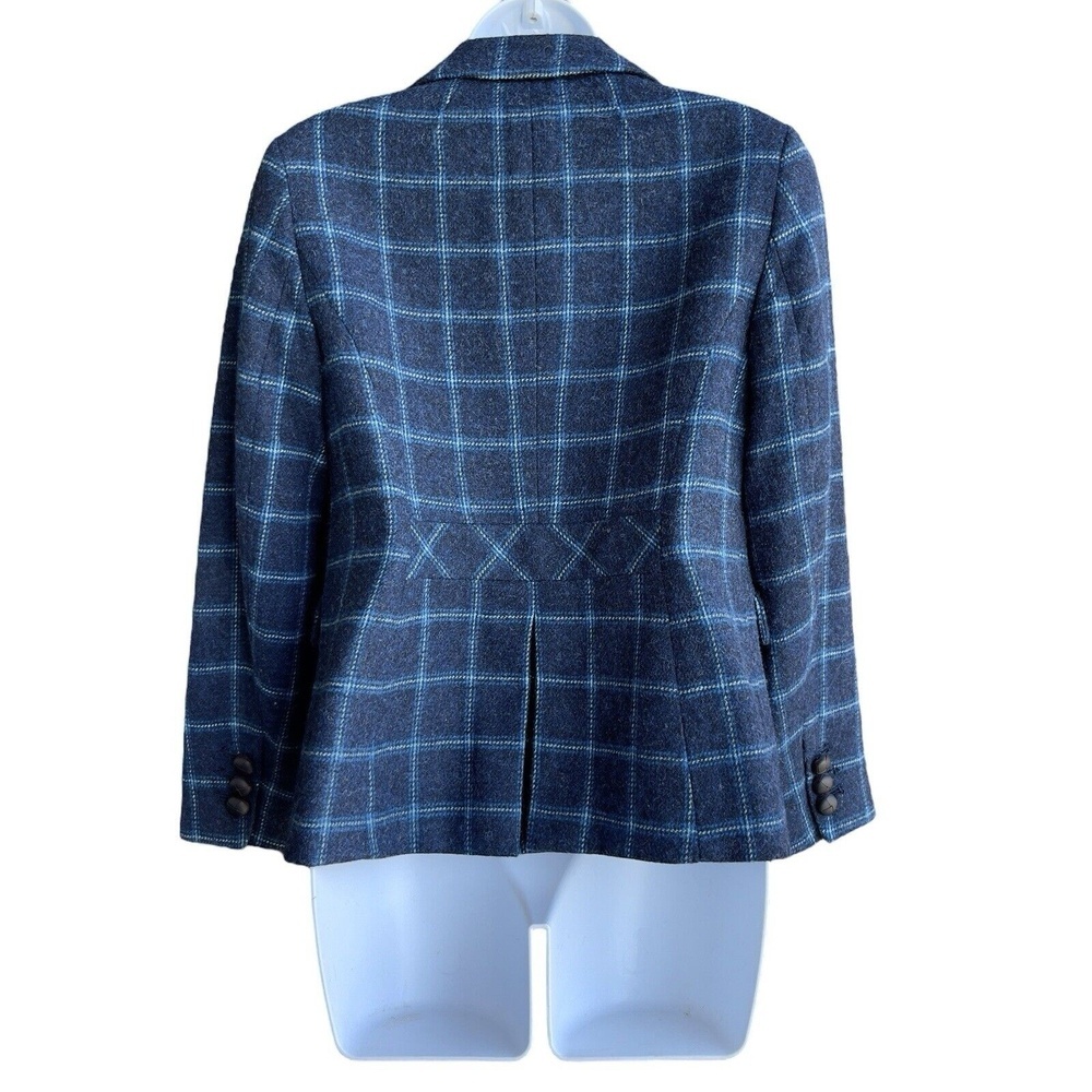 TALBOTS Plaid Wool Blend Blazer Long Sleeve Classic Career Jacket Size 2 Blue - Picture 2 of 3
